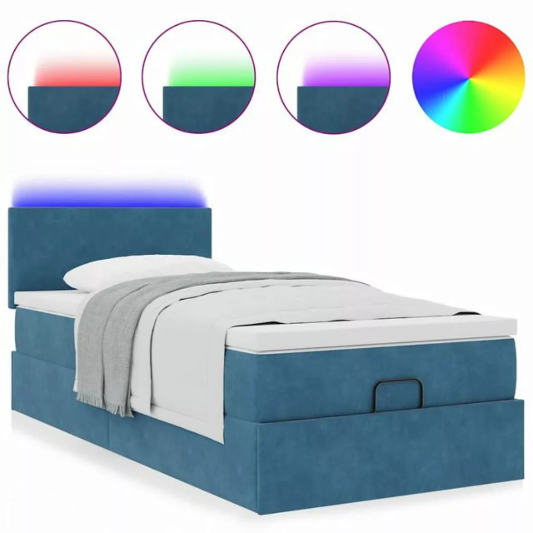 vidaXL Bett, Ottomane Bett mit Matratze & LEDs Dunkelblau 80x200 cm Samt günstig online kaufen