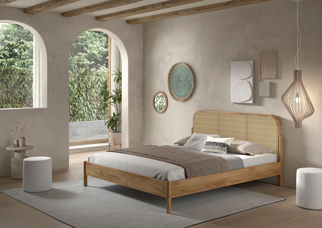 Home affaire Bettgestell "Olive, Bettpfosten Eiche massiv und furnierten Be günstig online kaufen