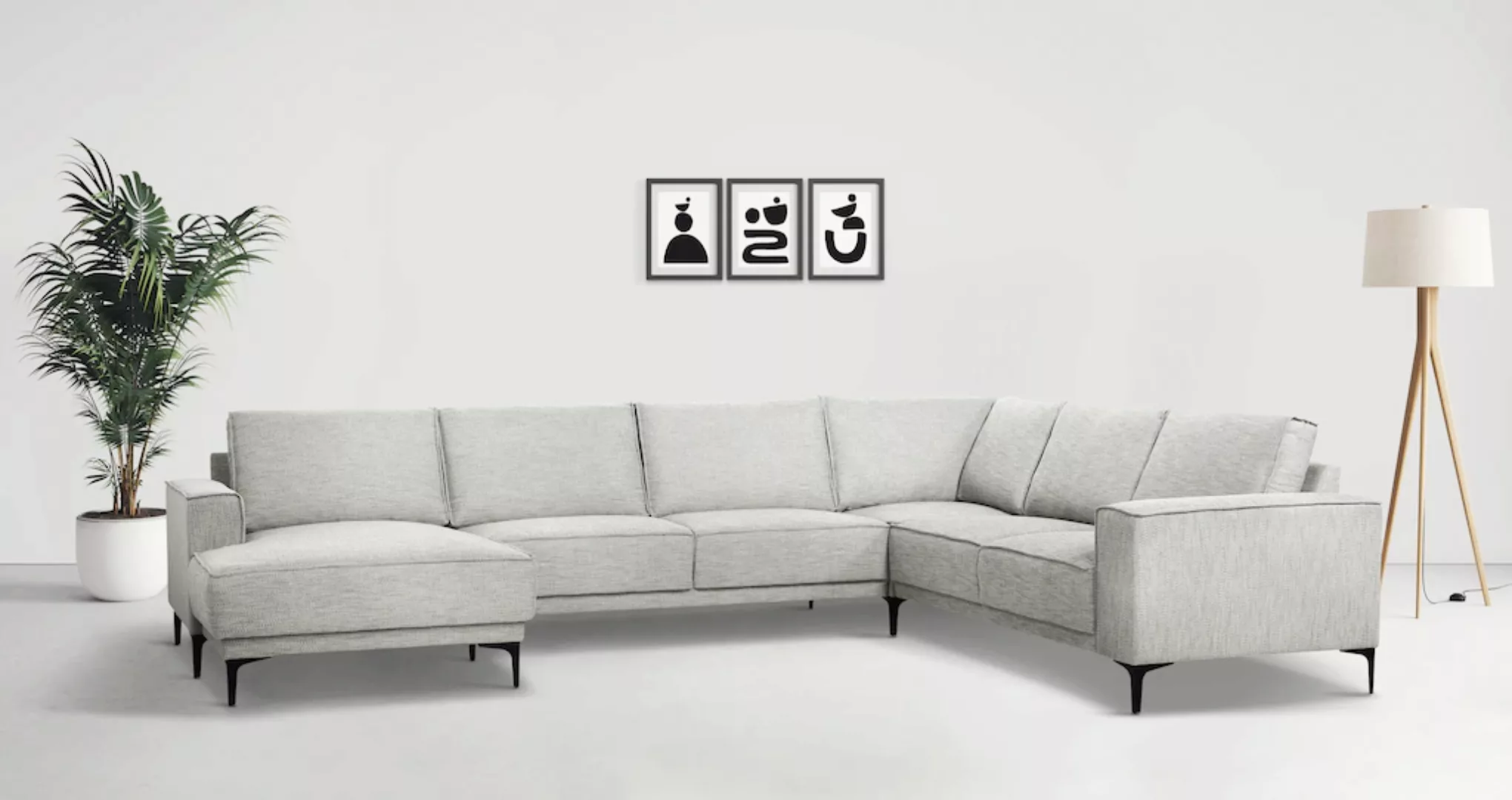 Places of Style Wohnlandschaft "XXL Sofa Oland, Struktur, Flachgewebe, Luxu günstig online kaufen