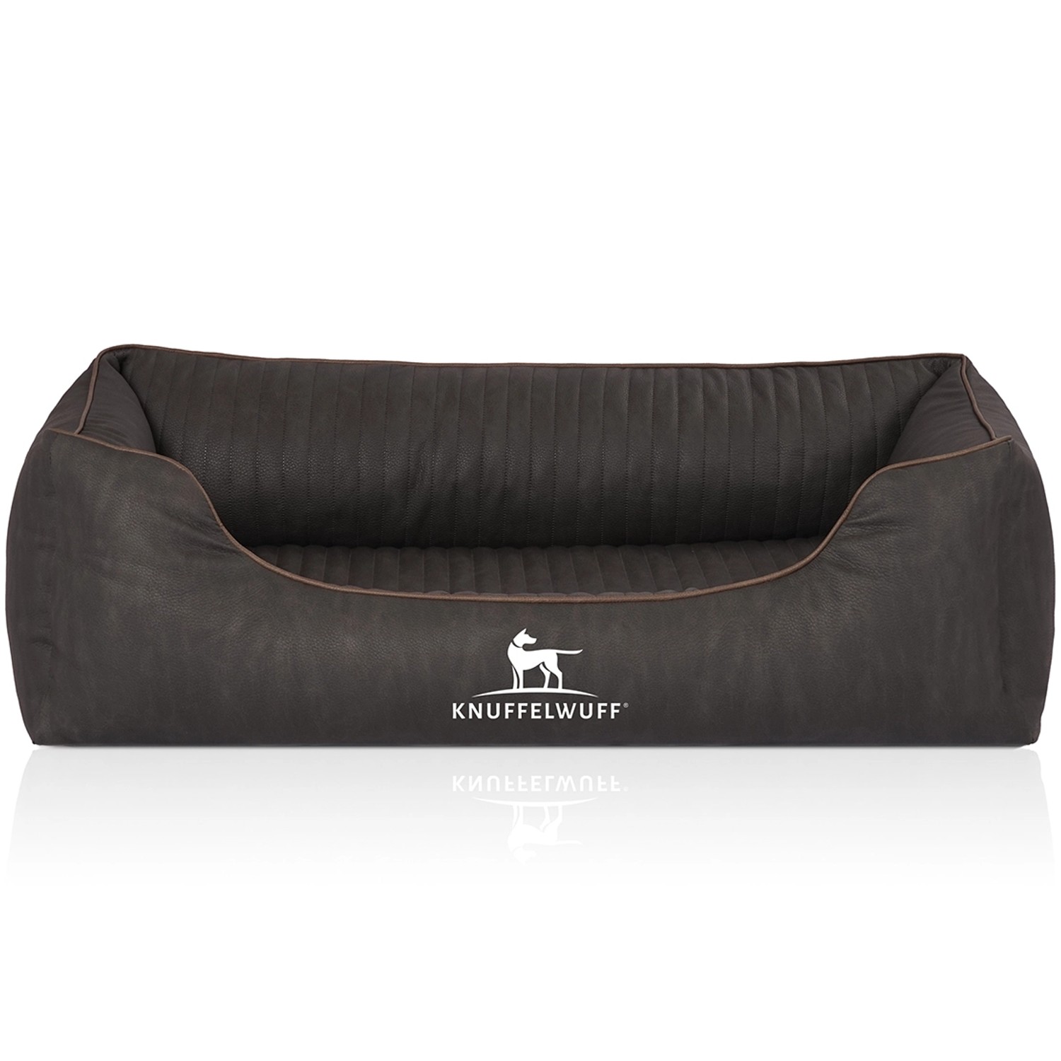 Knuffelwuff Hundebett Tampa Orthopädisch Kunstleder M-L 85 x 63cm Schwarz günstig online kaufen