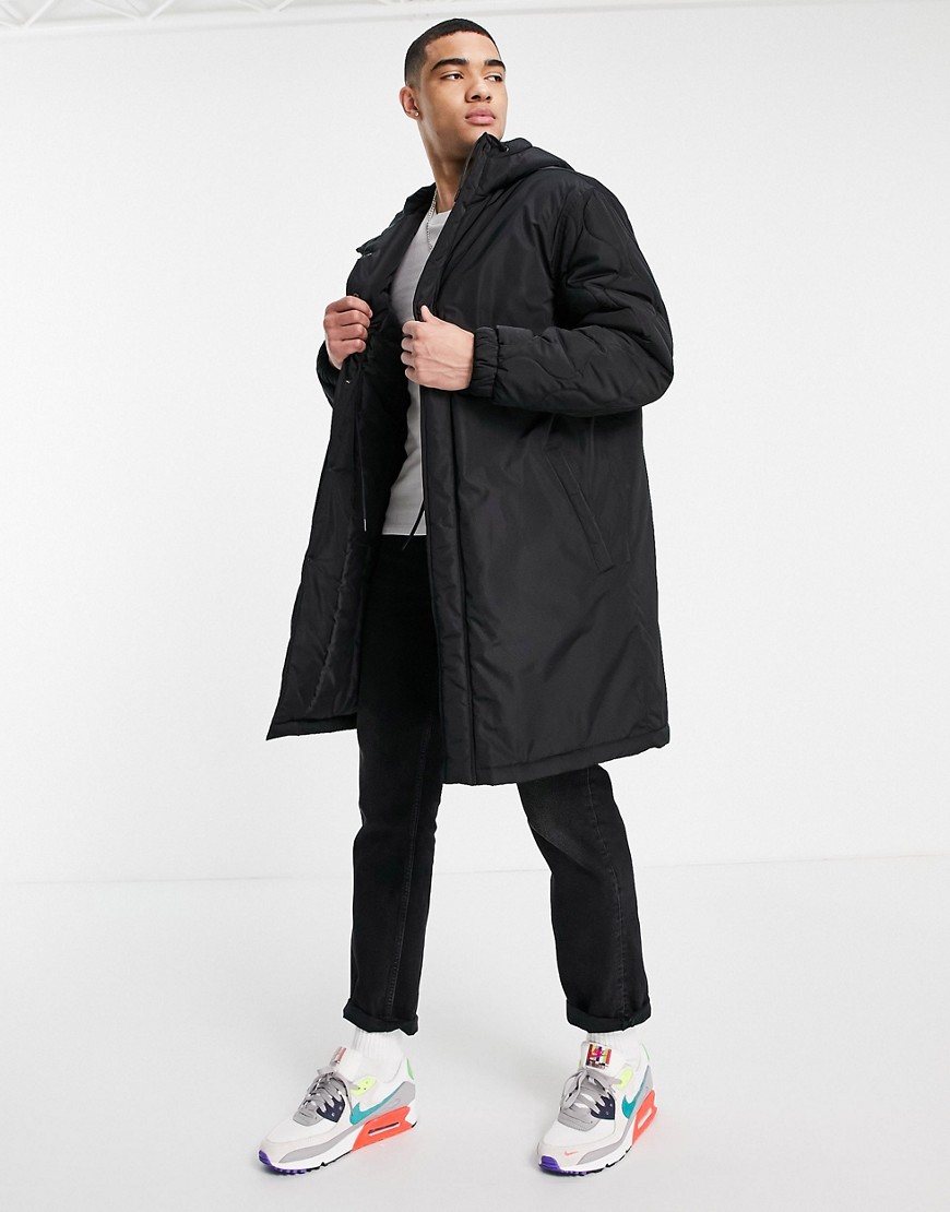 ASOS DESIGN – Langer Parka in Schwarz günstig online kaufen