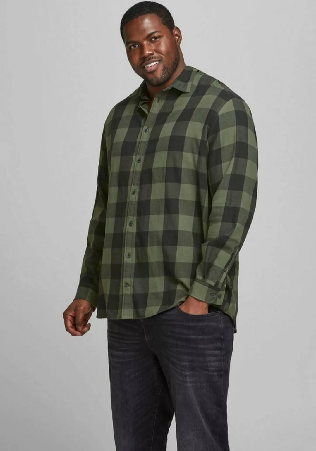 Jack & Jones Herren Freizeit Hemd JJEGINGHAM Comfort Fit Plussize günstig online kaufen