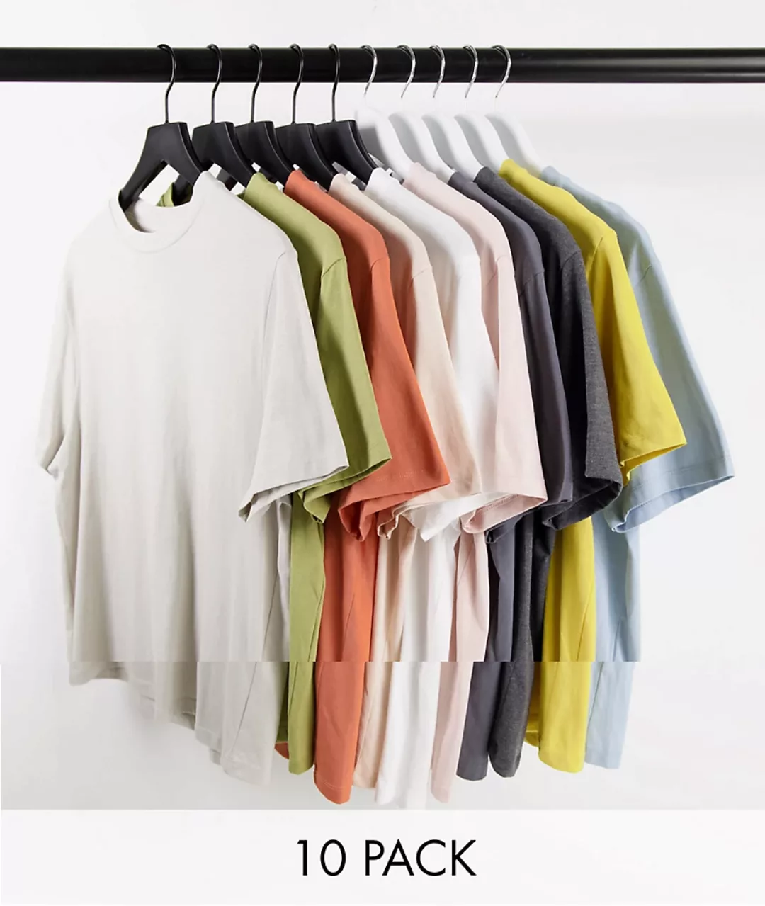 ASOS DESIGN – T-Shirt aus Bio-Baumwolle mit Rundhalsausschnitt im 10er-Pack günstig online kaufen
