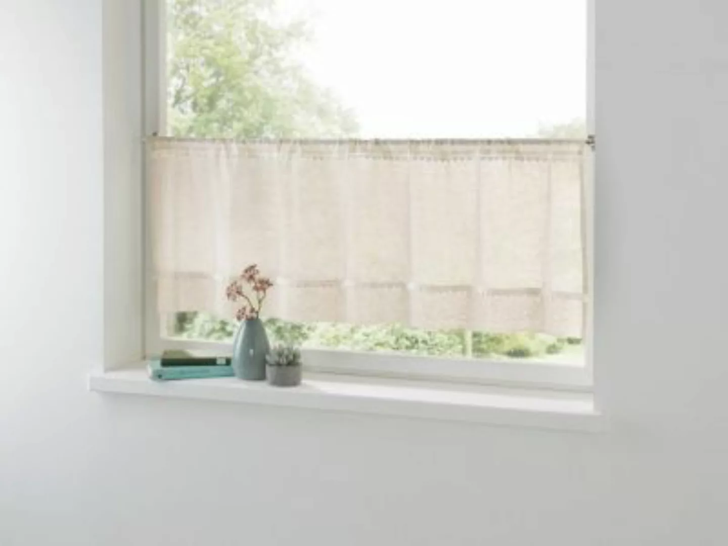 HOME Living Fenstervorhang SPAR-SET 2x Herz an Herz Vorhänge beige Gr. one günstig online kaufen