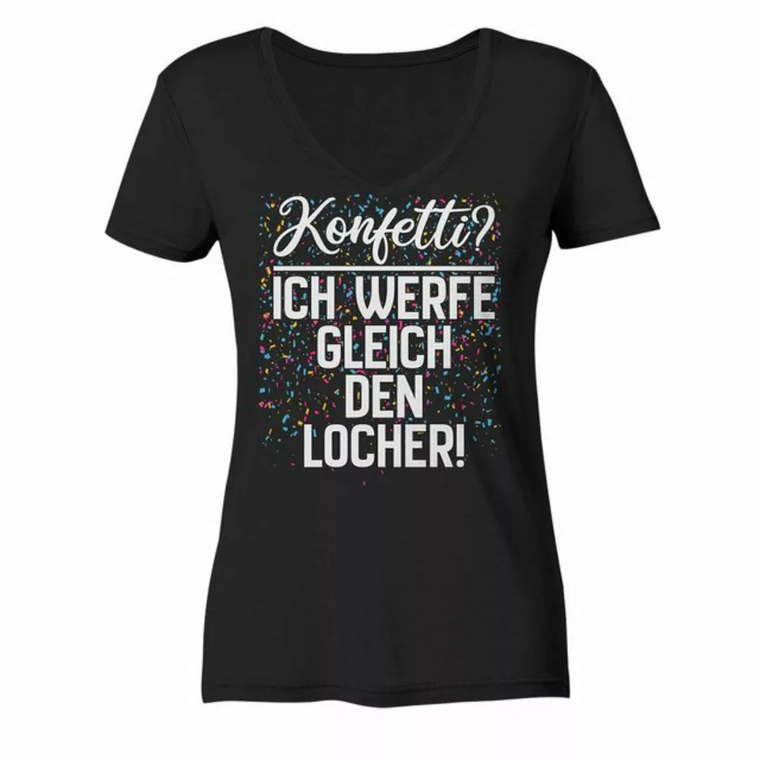 RABUMSEL V-Shirt Konfetti? Ich werfe gleich den Locher - Frauen V-Neck Shir günstig online kaufen