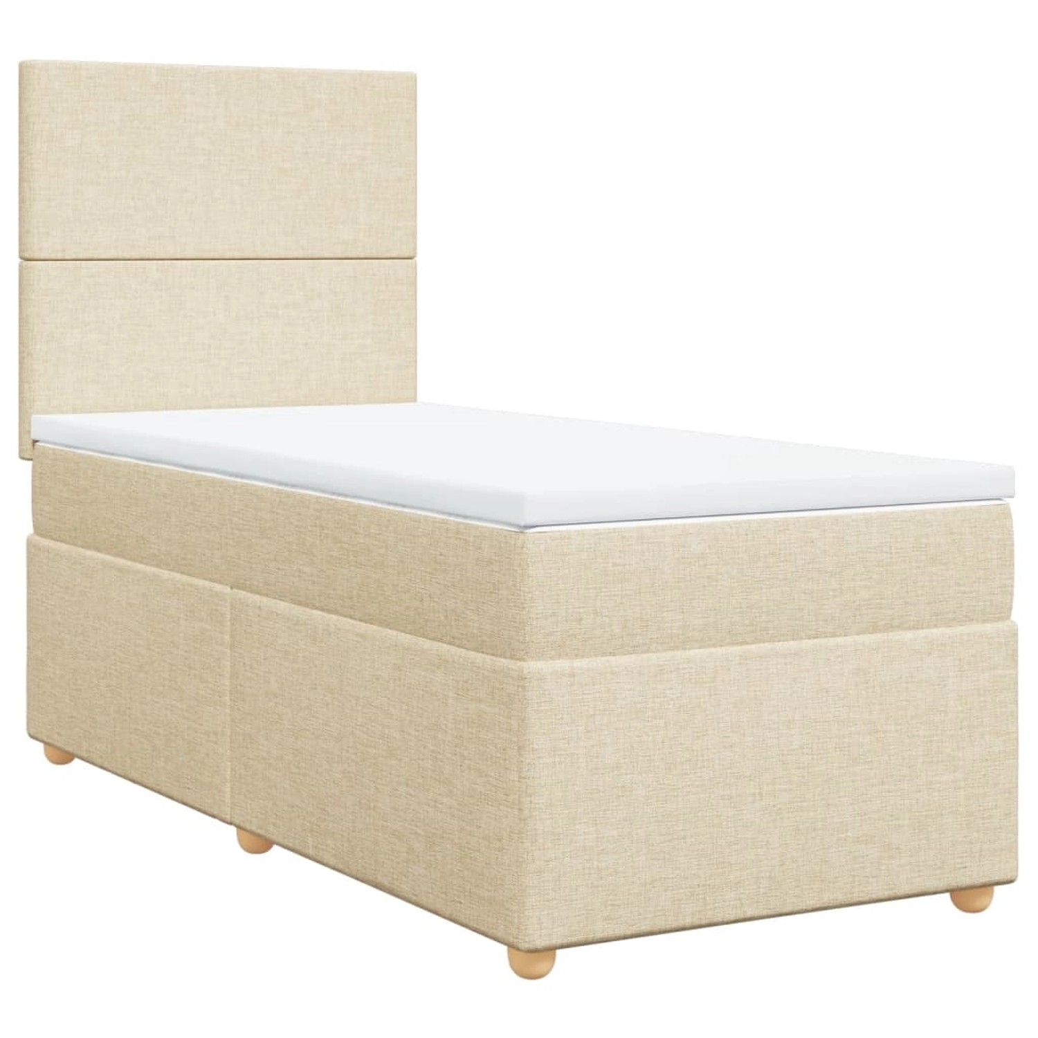 vidaXL Boxspringbett, Boxspringbett mit Matratze Creme 80x200 cm Stoff günstig online kaufen