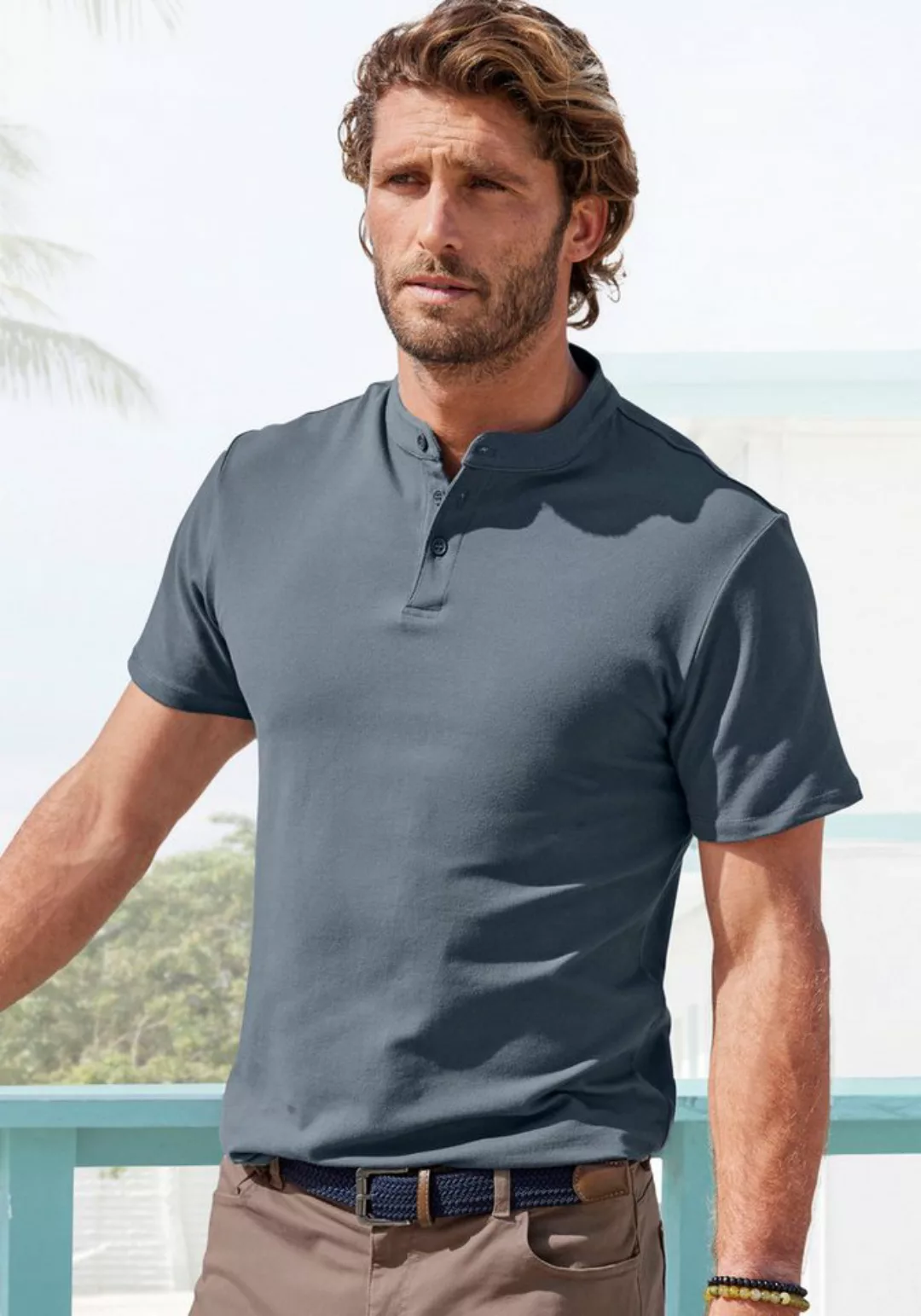 John Devin Poloshirt mit Stehkragen, Regular-Fit, aus Baumwoll-Piqué günstig online kaufen