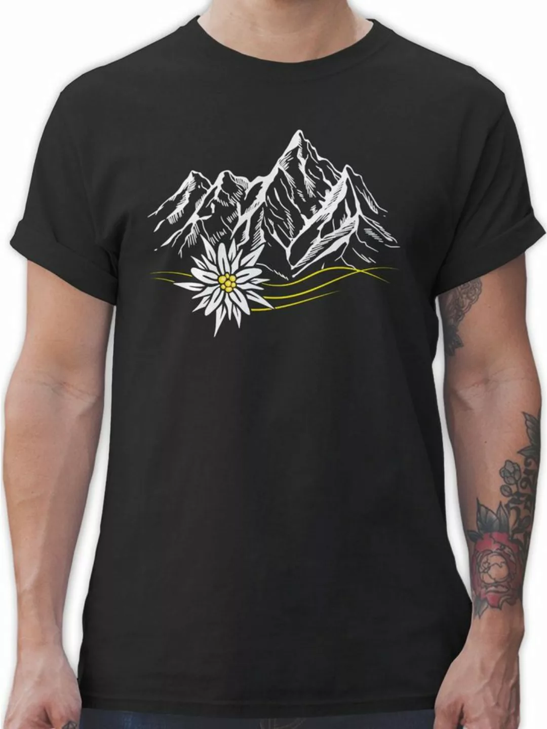 Shirtracer T-Shirt Edelweiß Berge Wandern Wanderlust Berg ruft Alpen Mode f günstig online kaufen