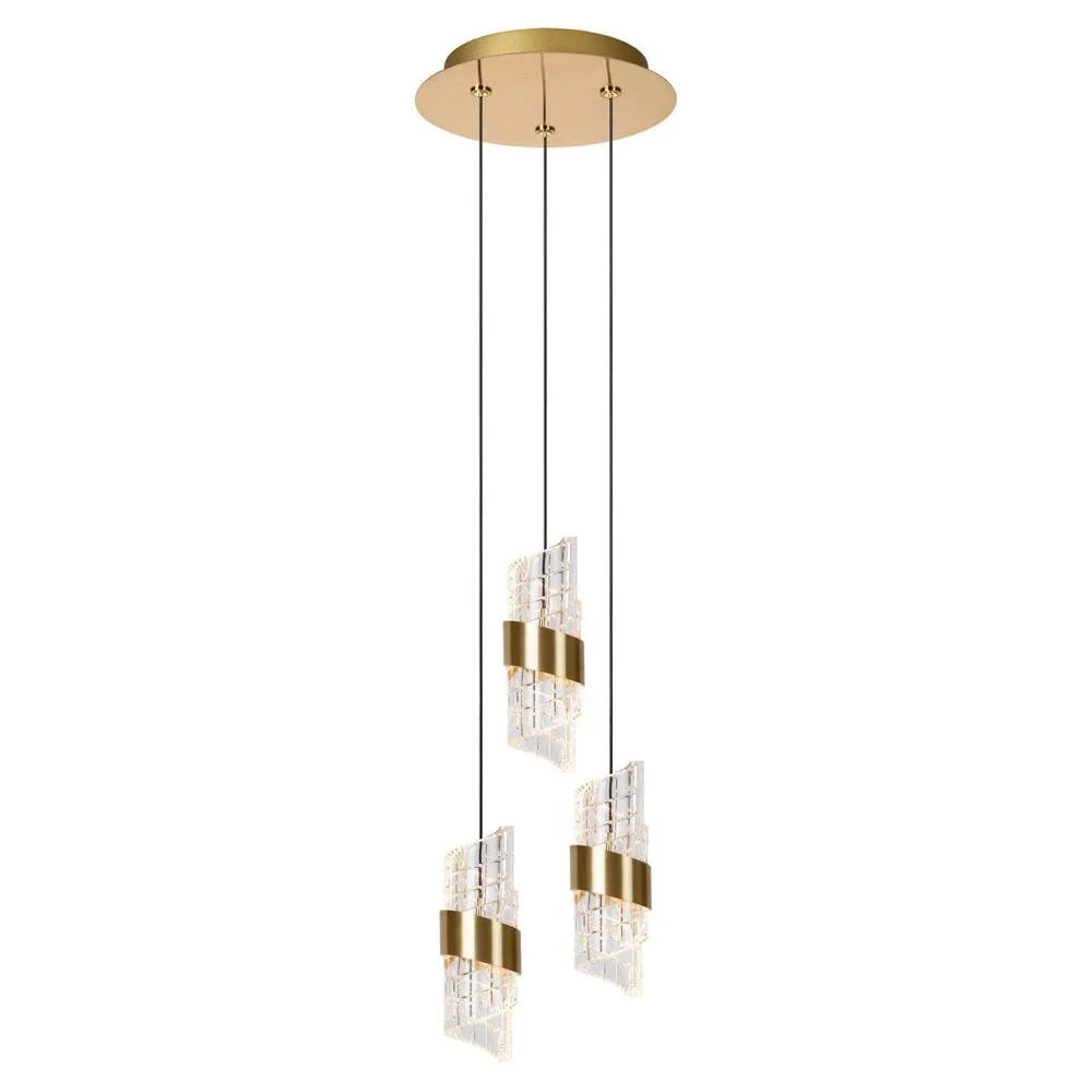 LED Pendelleuchte Kligande in Gold-matt und Transparent 3x 8W 1800lm günstig online kaufen