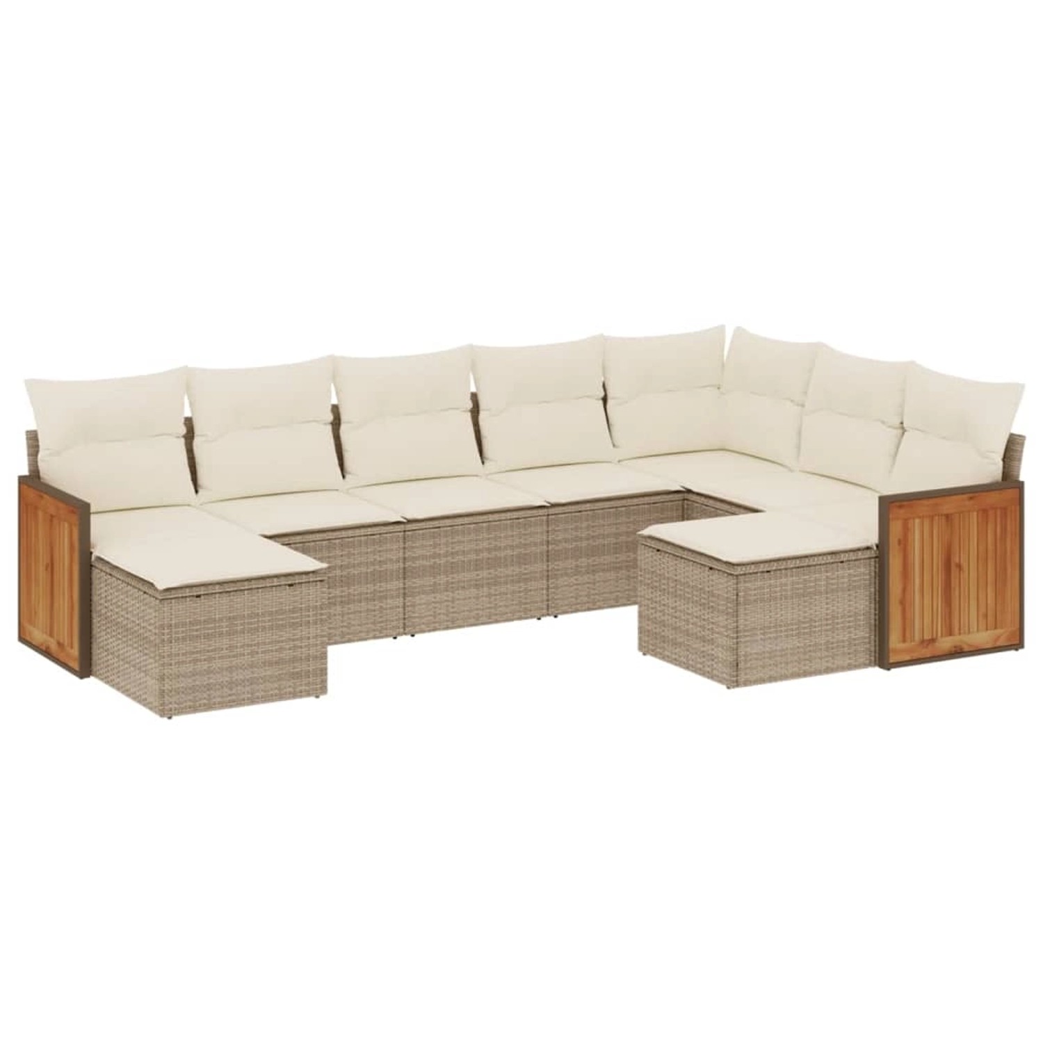 vidaXL 9-Tlg Garten-Sofagarnitur mit Kissen Beige Poly Rattan 3260623 günstig online kaufen