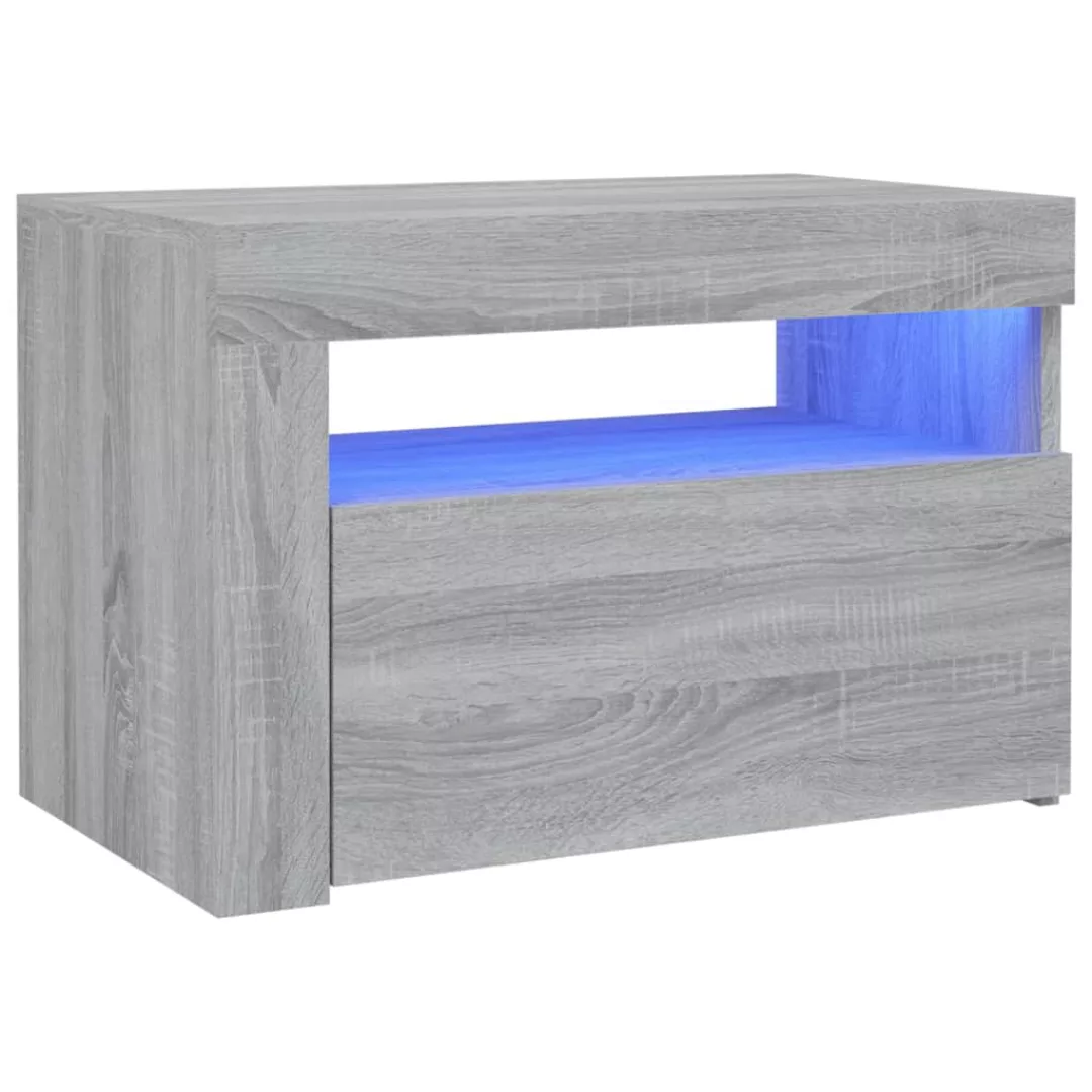 Vidaxl Nachttische 2 Stk. Mit Leds Grau Sonoma 60x35x40 Cm günstig online kaufen