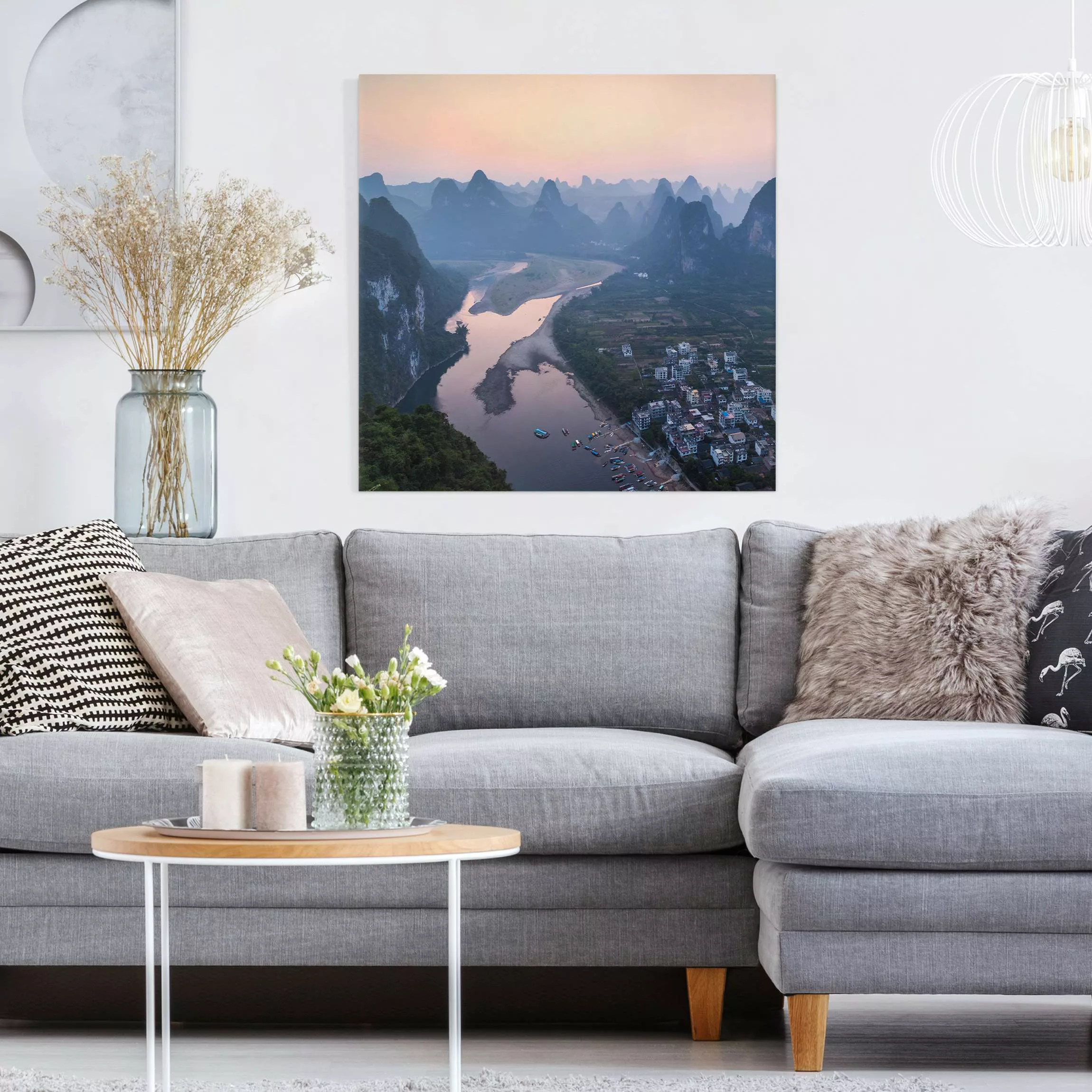 Leinwandbild Stadt am Fluss günstig online kaufen