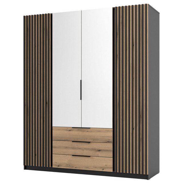 Selsey Kleiderschrank KAJA 4-türig mit Soft-Close, Kleiderstange und 11 Reg günstig online kaufen