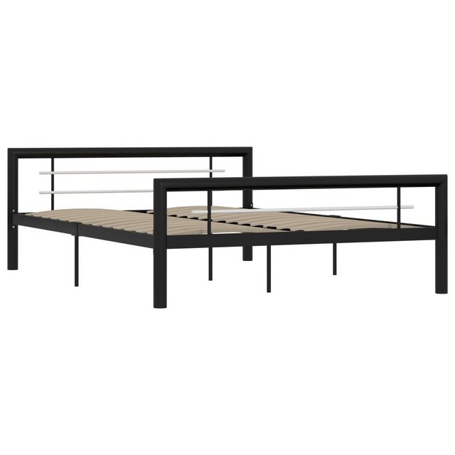 vidaXL Bettgestell Bettgestell Schwarz und Weiß Metall 140200 cm Bett Bettr günstig online kaufen