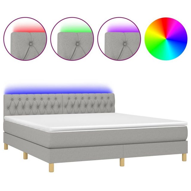 vidaXL Boxspringbett Boxspringbett mit Matratze LED Hellgrau 180x200 cm Sto günstig online kaufen