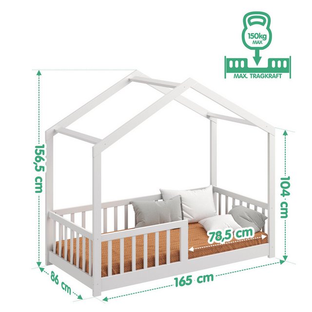 CADANI Kinderbett Bodenbett Hausbett Malte weiß (Eingang links oder rechts) günstig online kaufen