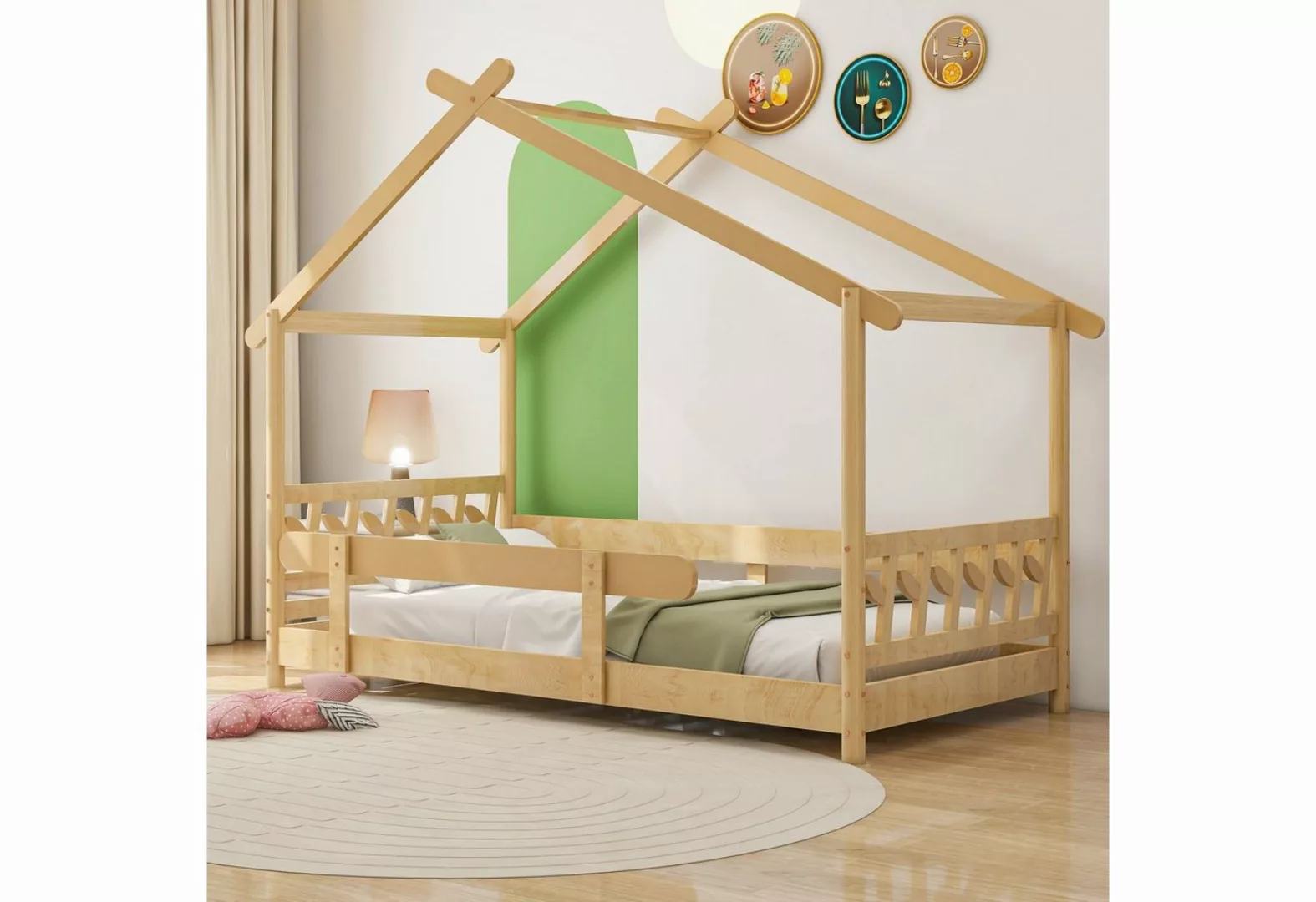 Flieks Hausbett Dream high, Schönes Kinderbett mit Rausfallschutz 200x90cm günstig online kaufen