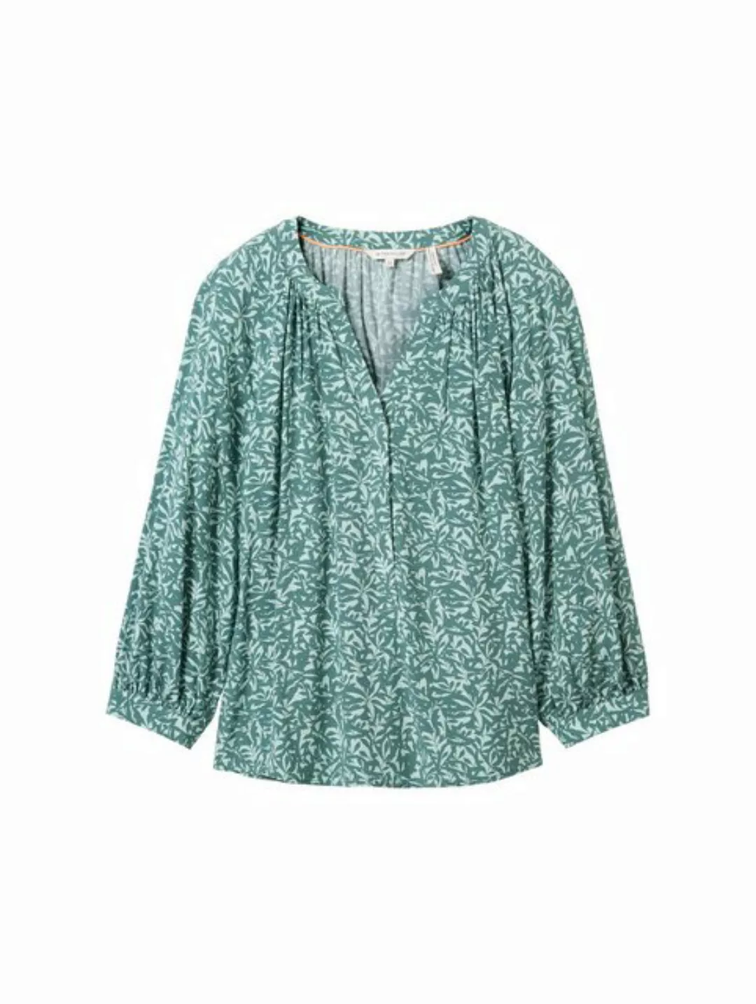 TOM TAILOR Blusenshirt feminine print blouse, green abstract leaf print günstig online kaufen