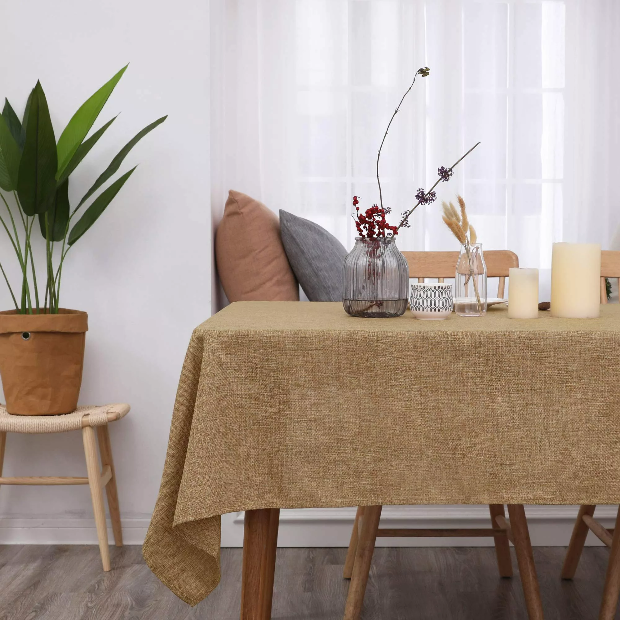 Deconovo Tischdecke Leinenoptik Tischwäsche Wasserabweisend Tischtuch günstig online kaufen