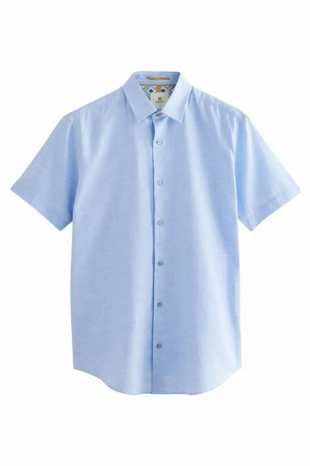 Next Langarmhemd Hemd aus Leinengemisch mit Besatz (1-tlg) günstig online kaufen