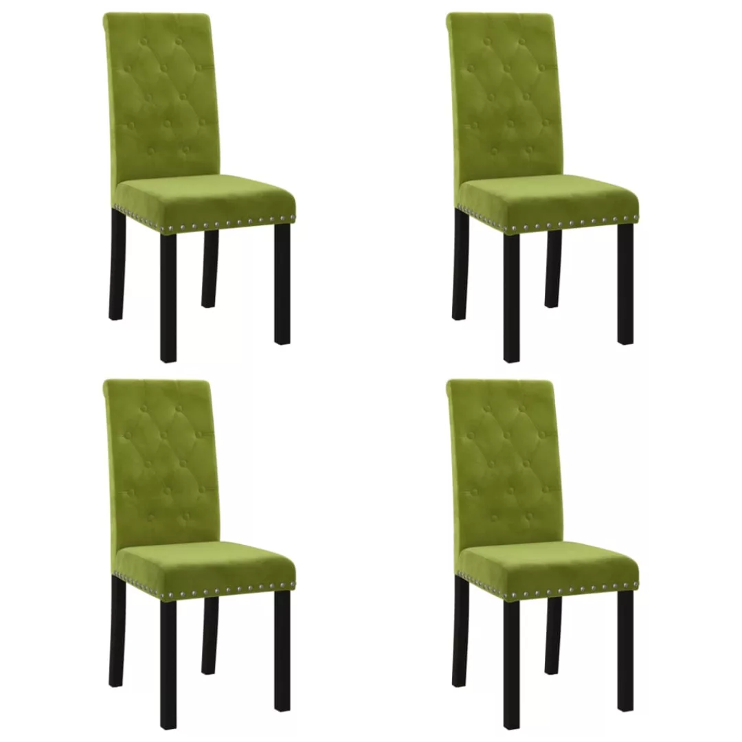 Esszimmerstühle 4 Stk. Hellgrün Samt günstig online kaufen