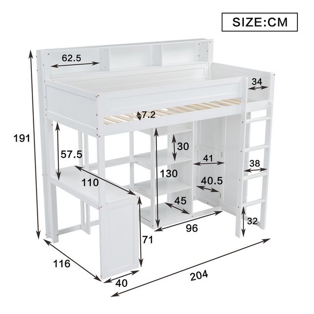 HAUSS SPLOE Kinderbett 90x200cm mit Tisch, Kleiderschrank, Regalen, Leiter, günstig online kaufen