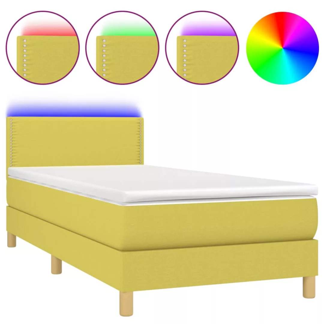Vidaxl Boxspringbett Mit Matratze & Led Grün 100x200 Cm Stoff günstig online kaufen