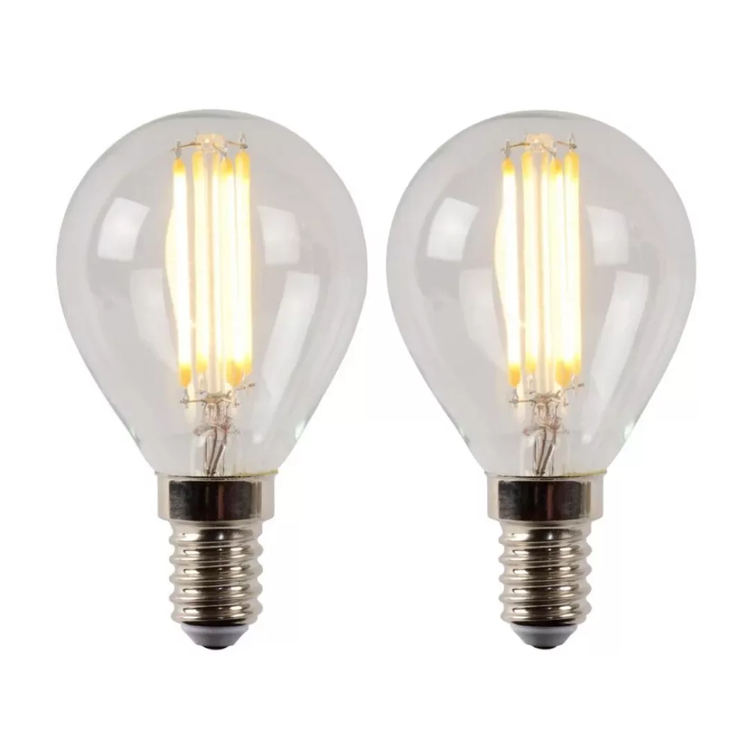 LED Leuchtmittel E14 Tropfen - P45 in Transparent 4W 400lm 2er-Pack günstig online kaufen