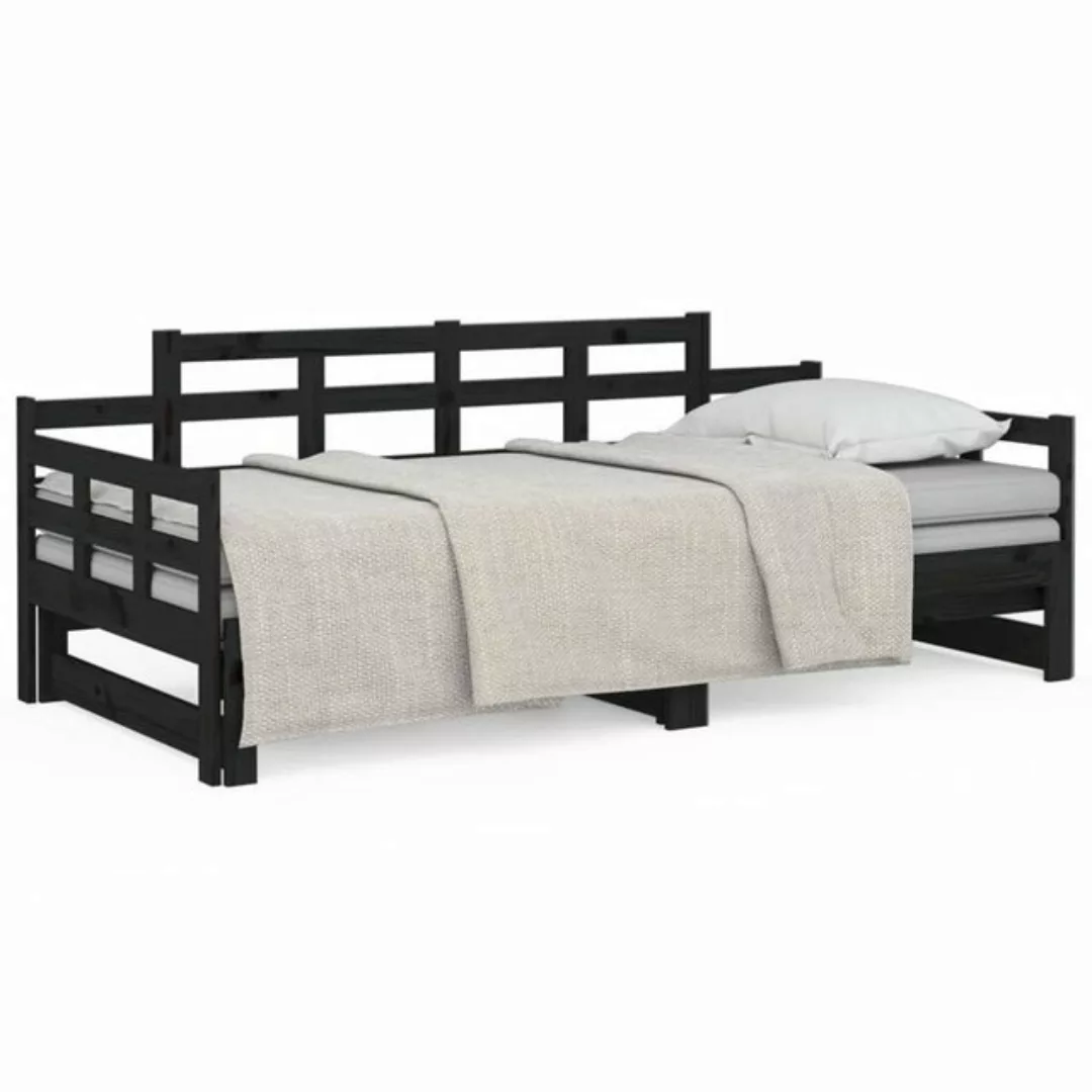 furnicato Bett Tagesbett Ausziehbar Schwarz Massivholz Kiefer 2x(80x200) cm günstig online kaufen