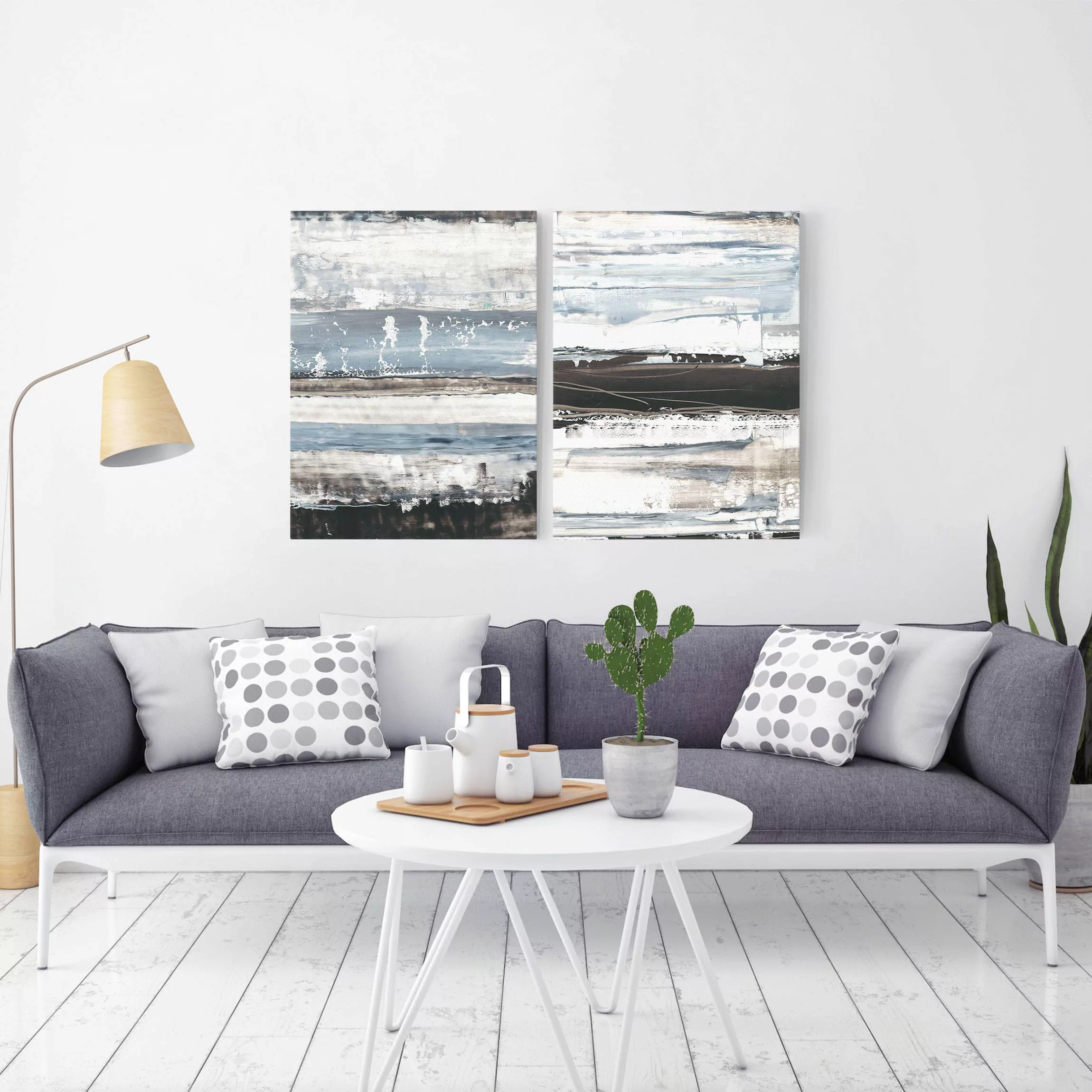 2-teiliges Leinwandbild Abstrakt - Hochformat Eisiger Horizont Set I günstig online kaufen