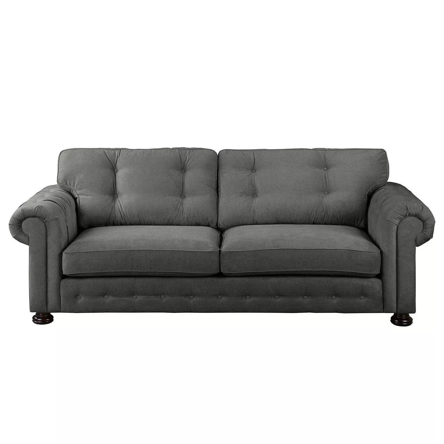 home24 Velvet Studio Sofa Marau 3-Sitzer Grau Microfaser 250x93x100 cm günstig online kaufen