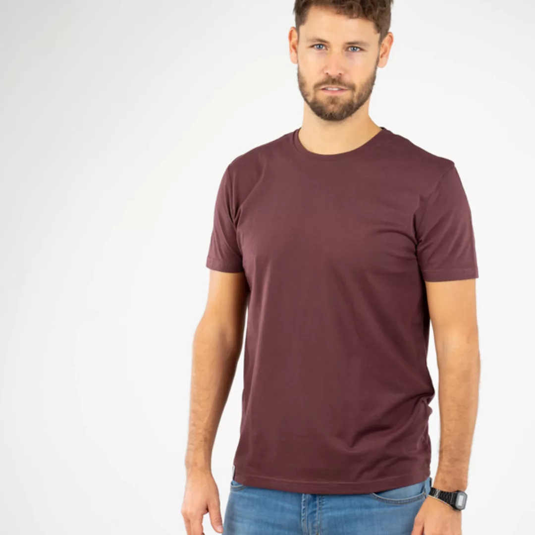 Basic T-shirt Aus Biobaumwoll-mix, Bordeaux/petrol günstig online kaufen