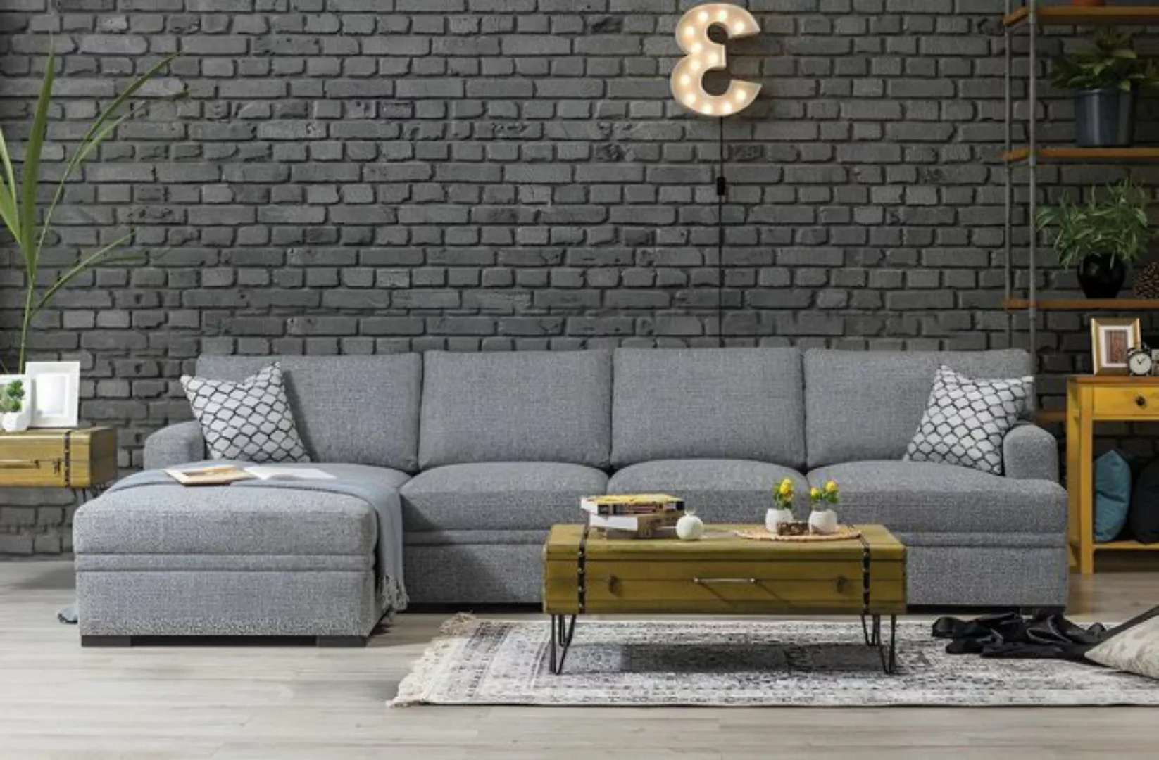 JVmoebel Ecksofa Sofa L-Form Stil Modern Grau Wohnzimmer Möbel Design Einri günstig online kaufen