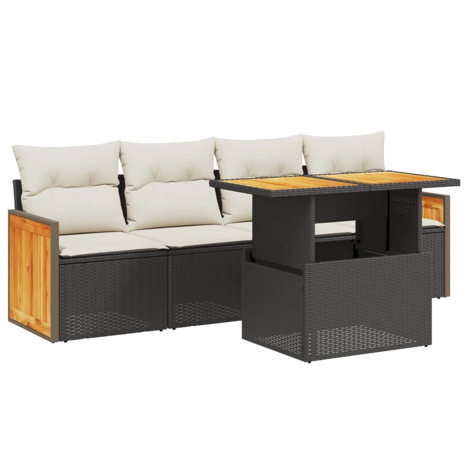 vidaXL 5-Tlg Garten-Sofagarnitur mit Kissen Schwarz Poly Rattan 3273835 günstig online kaufen