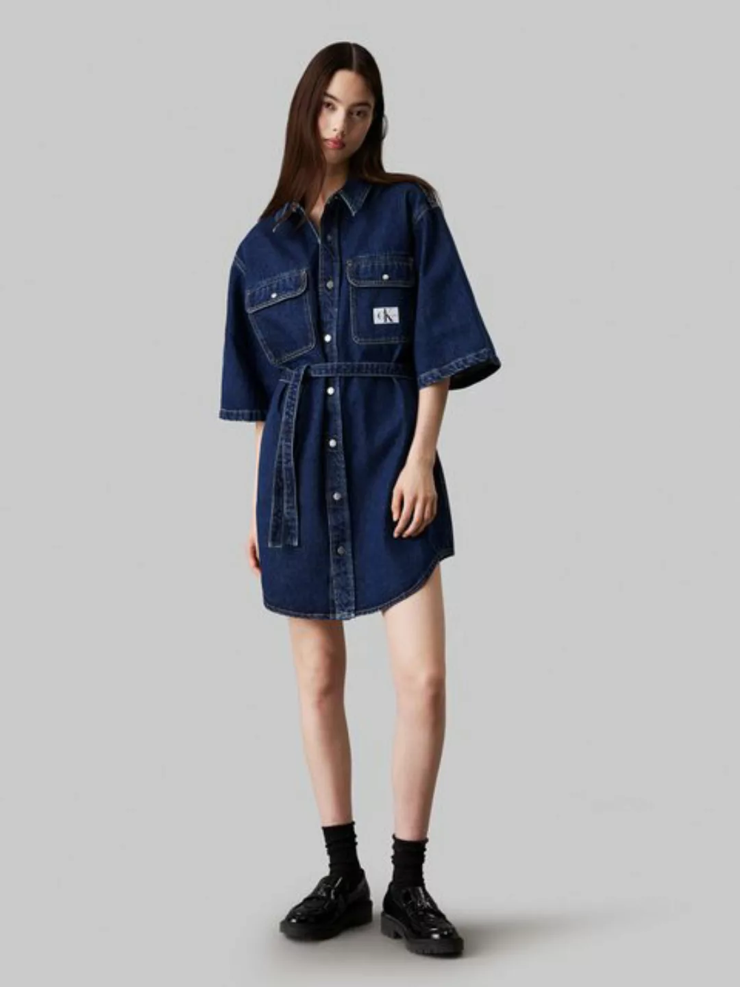 Calvin Klein Jeans Jeanskleid UTILITY BELTED SHIRT DRESS mit Logopatch günstig online kaufen