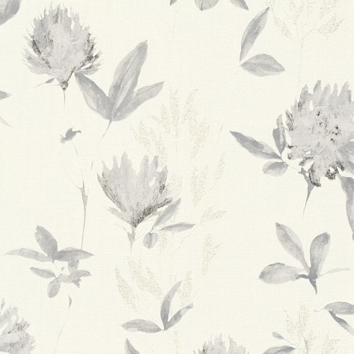 Bricoflor Florale Tapete in Weiß Grau Moderne Blumentapete in Kunst Optik I günstig online kaufen