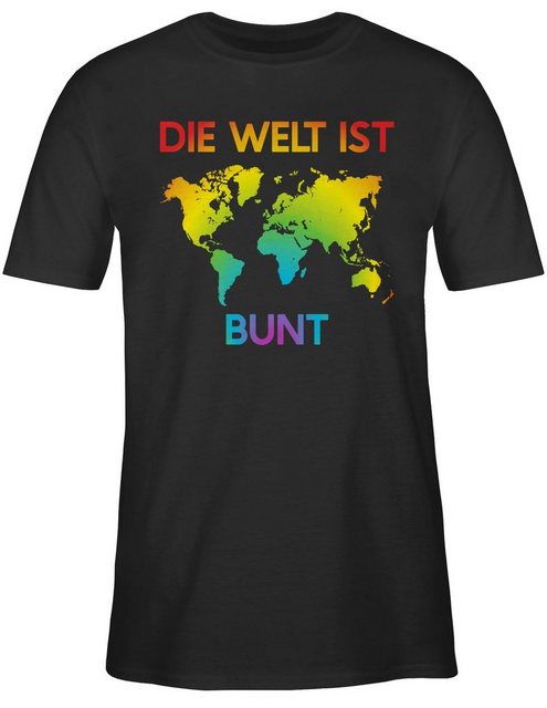 Shirtracer T-Shirt Die Welt ist bunt – Regenbogen Farben LGBT Kleidung günstig online kaufen