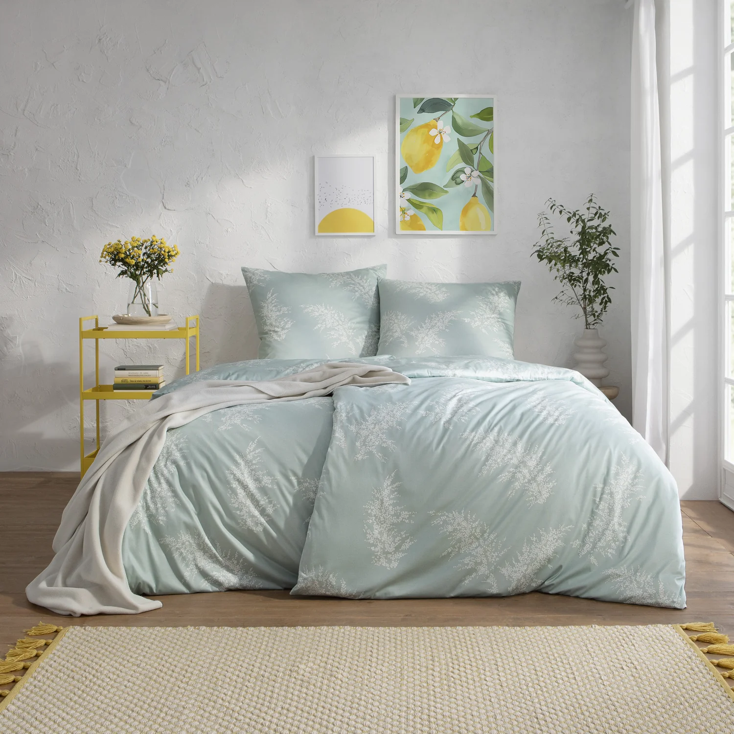 Estella Interlock Jersey Bettwäsche Rosalina 6611-520 Mint 135x200 günstig online kaufen