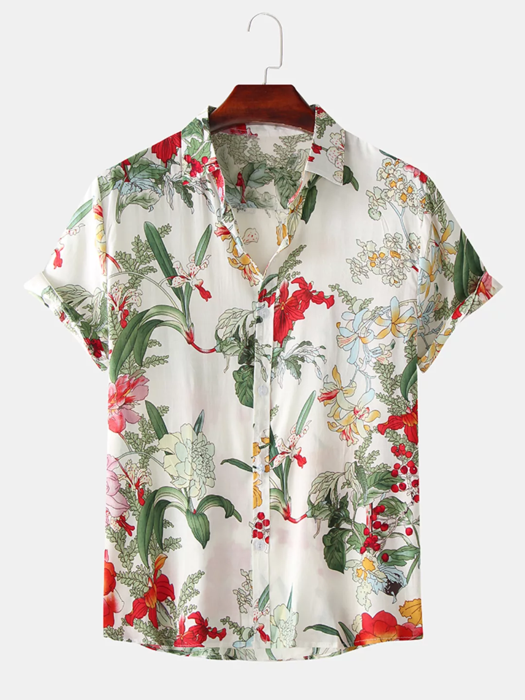 Herren Casual Floral Printed Button Up Sommer Kurzarm Shirts günstig online kaufen