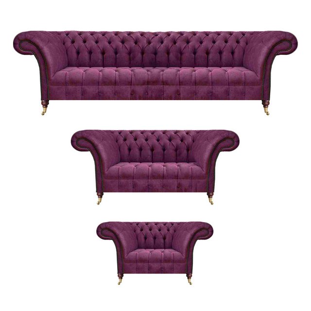 JVmoebel Chesterfield-Sofa Polstermöbel Wohnzimmer Set 3tlg Luxus Sofagarni günstig online kaufen
