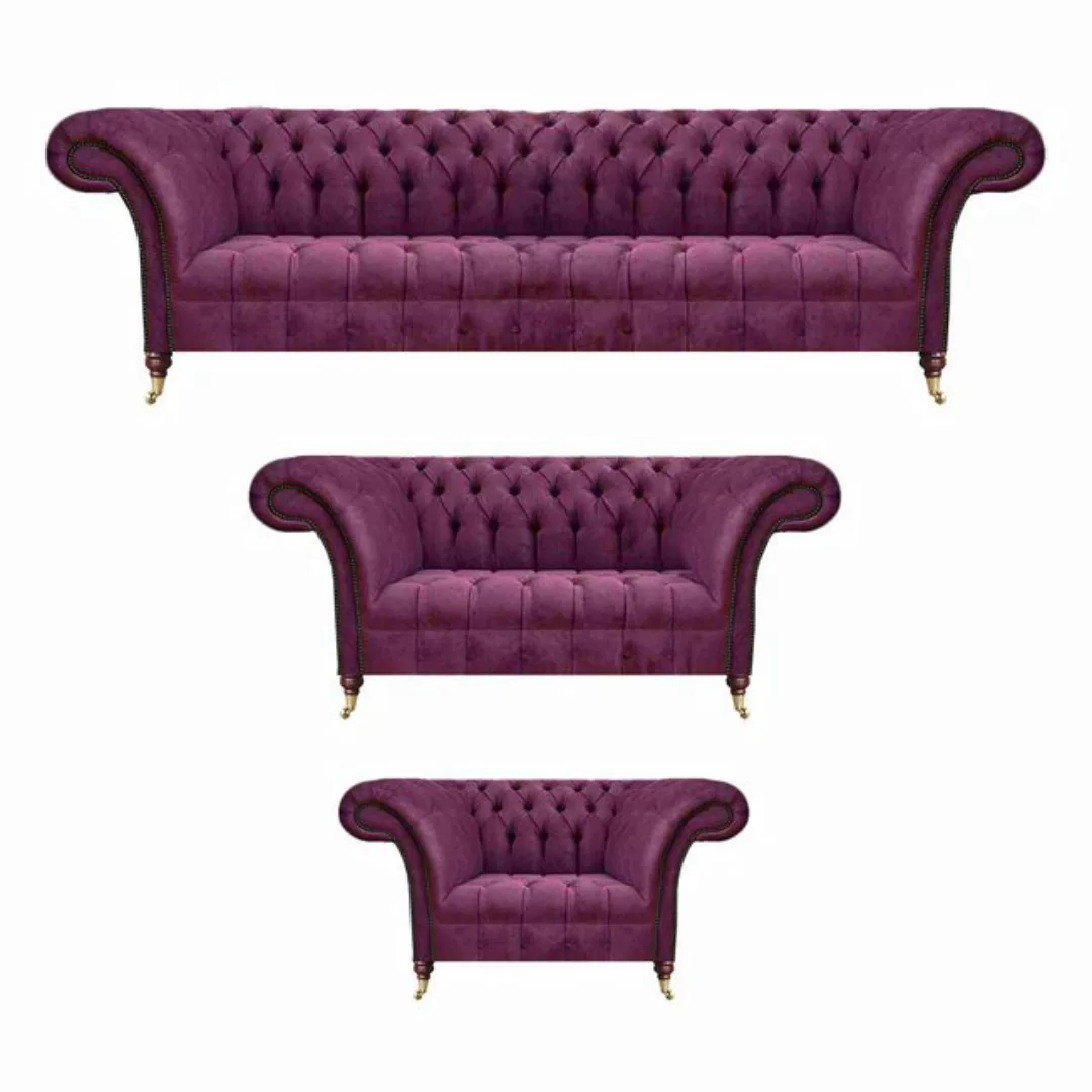 JVmoebel Chesterfield-Sofa Polstermöbel Wohnzimmer Set 3tlg Luxus Sofagarni günstig online kaufen