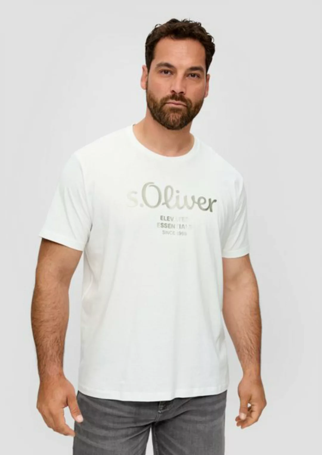 s.Oliver Kurzarmshirt T-Shirt mit Label-Print Logo günstig online kaufen