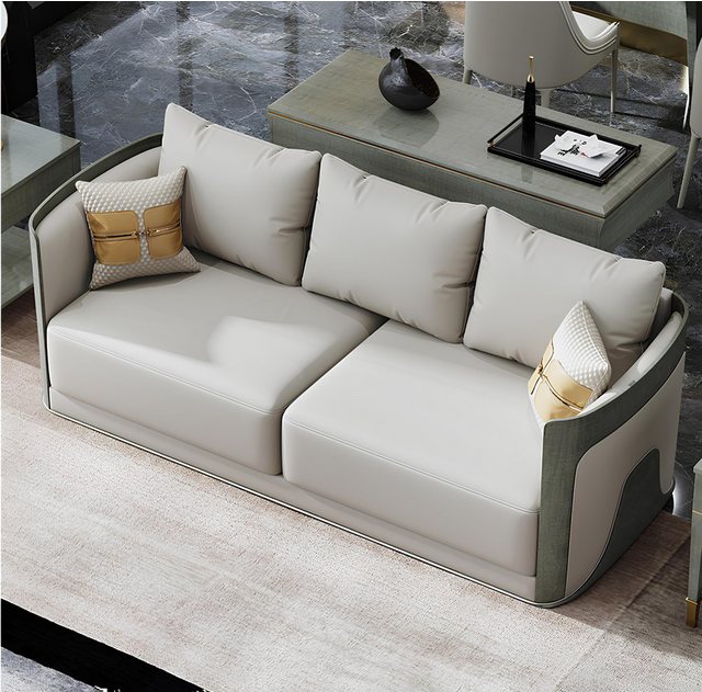 Xlmoebel Sofa Klassische Drei-Sitzer Ledercouch Polstermöbel Neu Ledersofa, günstig online kaufen