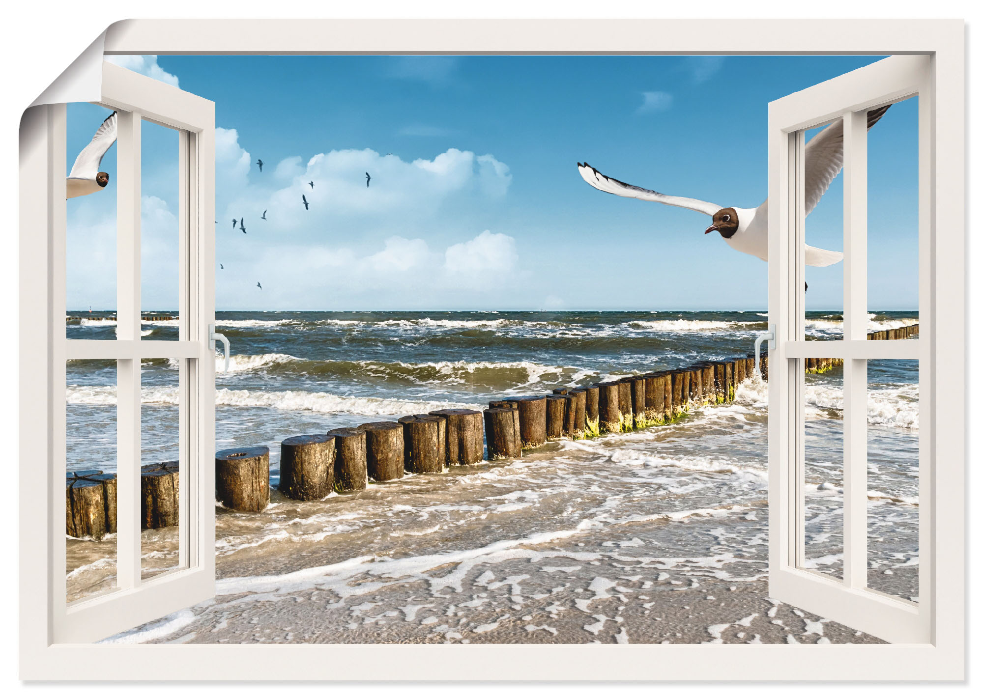 Artland Wandbild "Fensterblick - Ostsee", Fensterblick, (1 St.), als Leinwa günstig online kaufen