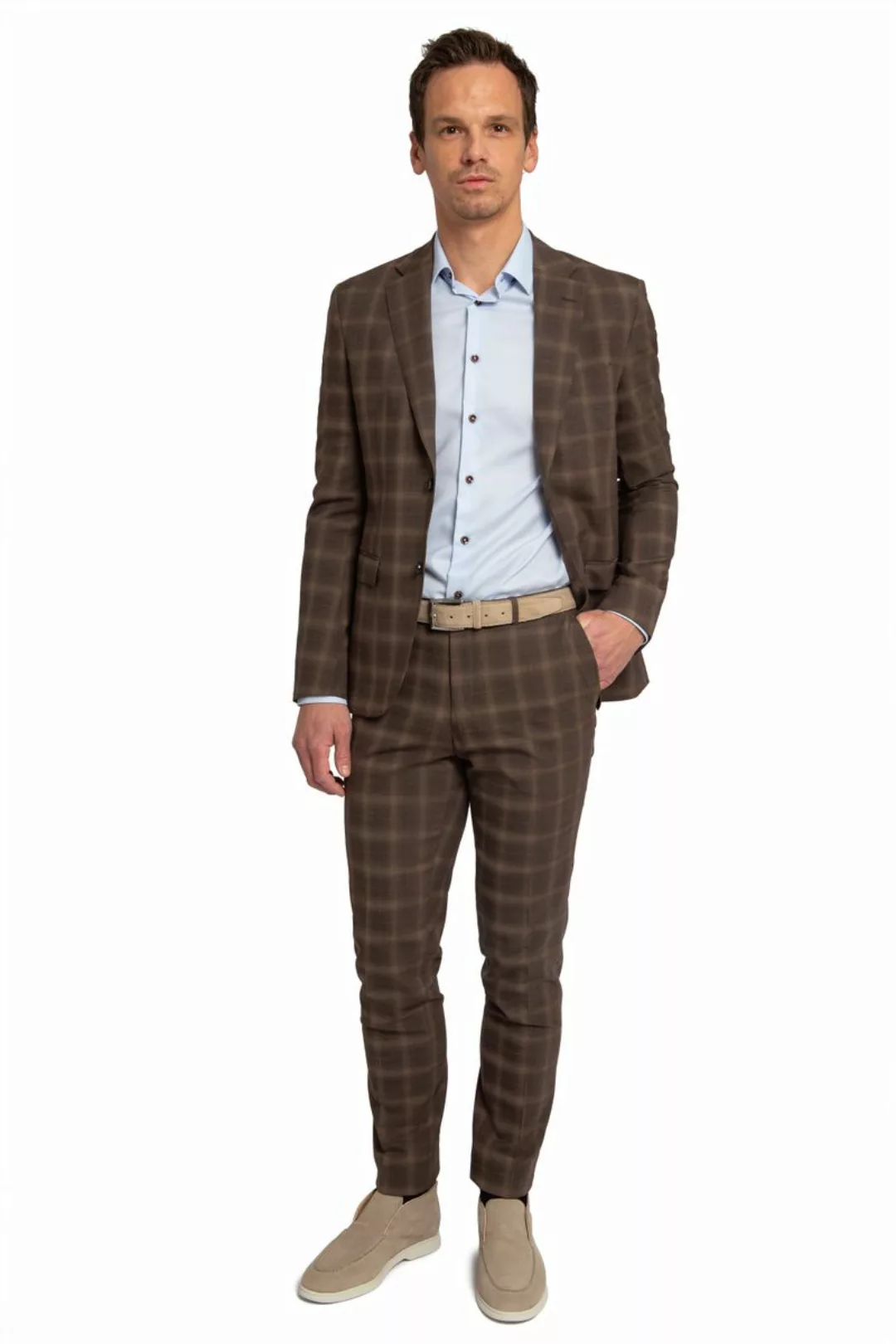 Suitable Strato Toulon Suit Wolle Kariert Braun - Größe 50 günstig online kaufen