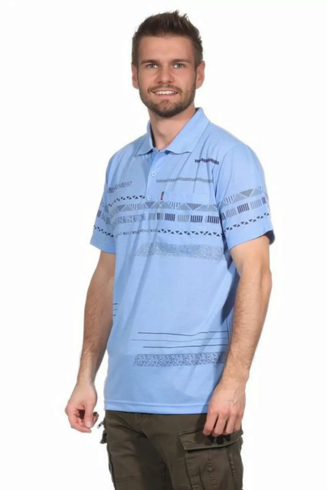 EloModa Poloshirt Herren Poloshirt Sommer Polo-Hemd Kurzarm mit Muster, M L günstig online kaufen