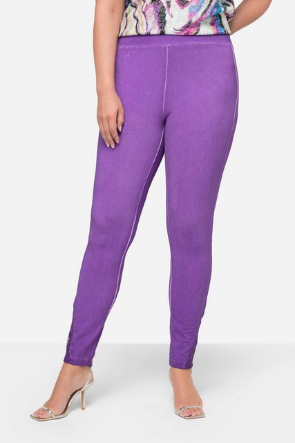 MIAMODA Lederimitathose Leggings Tight Fit cold dyed Spitze am Saum günstig online kaufen