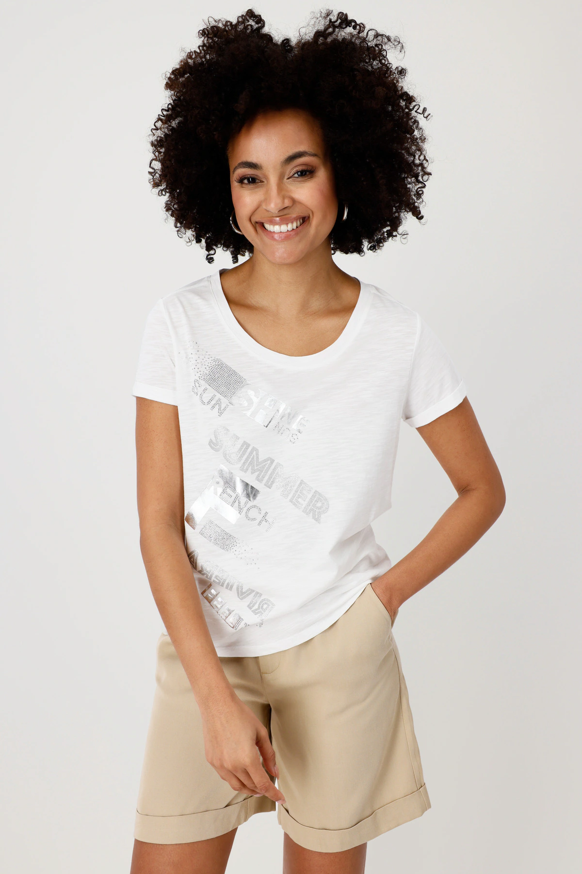 Monari Rundhalsshirt, mit Folienglanzdruck günstig online kaufen