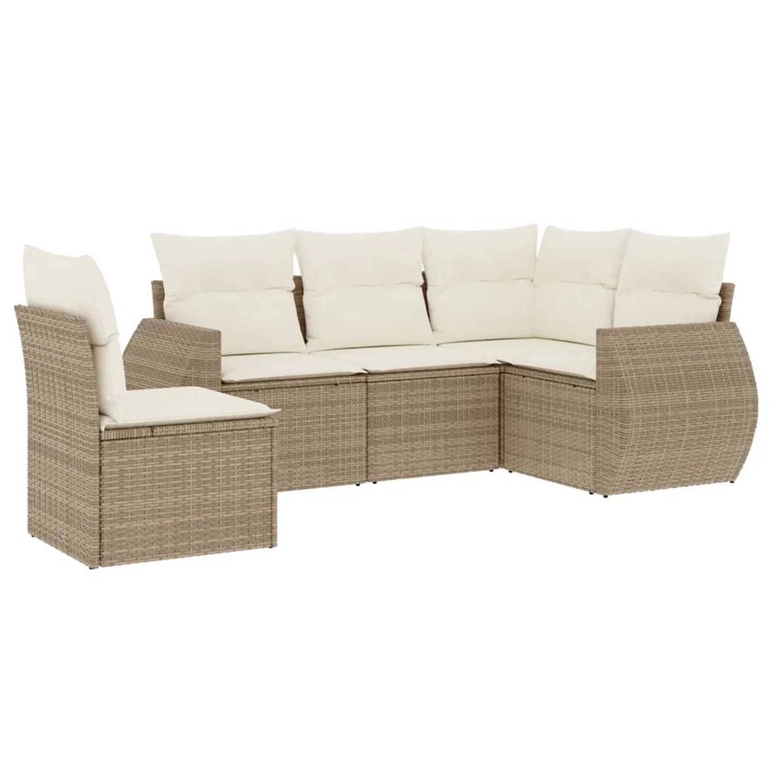 vidaXL 5-Tlg Garten-Sofagarnitur mit Kissen Beige Poly Rattan 3253705 günstig online kaufen