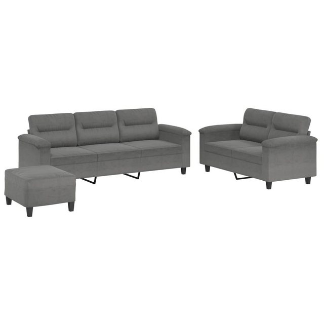 vidaXL Sofa 3-tlg. Sofagarnitur mit Kissen Dunkelgrau Mikrofasergewebe günstig online kaufen